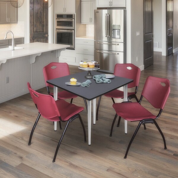 Regency Kahlo Square Table & Chair Sets, 48 W, 48 L, 29 H, Wood, Metal, Plastic Top, Grey TPL4848GYCM47BY - main